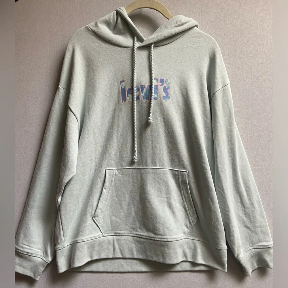 Levi's Graphic Logo Pastel Green Hoodie Size L
